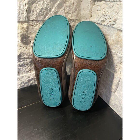 TIEKS By Gavrieli Matte Leather Women's Ballet Flats Shoes Size: 9 Brown Teal - Picture 6 of 10